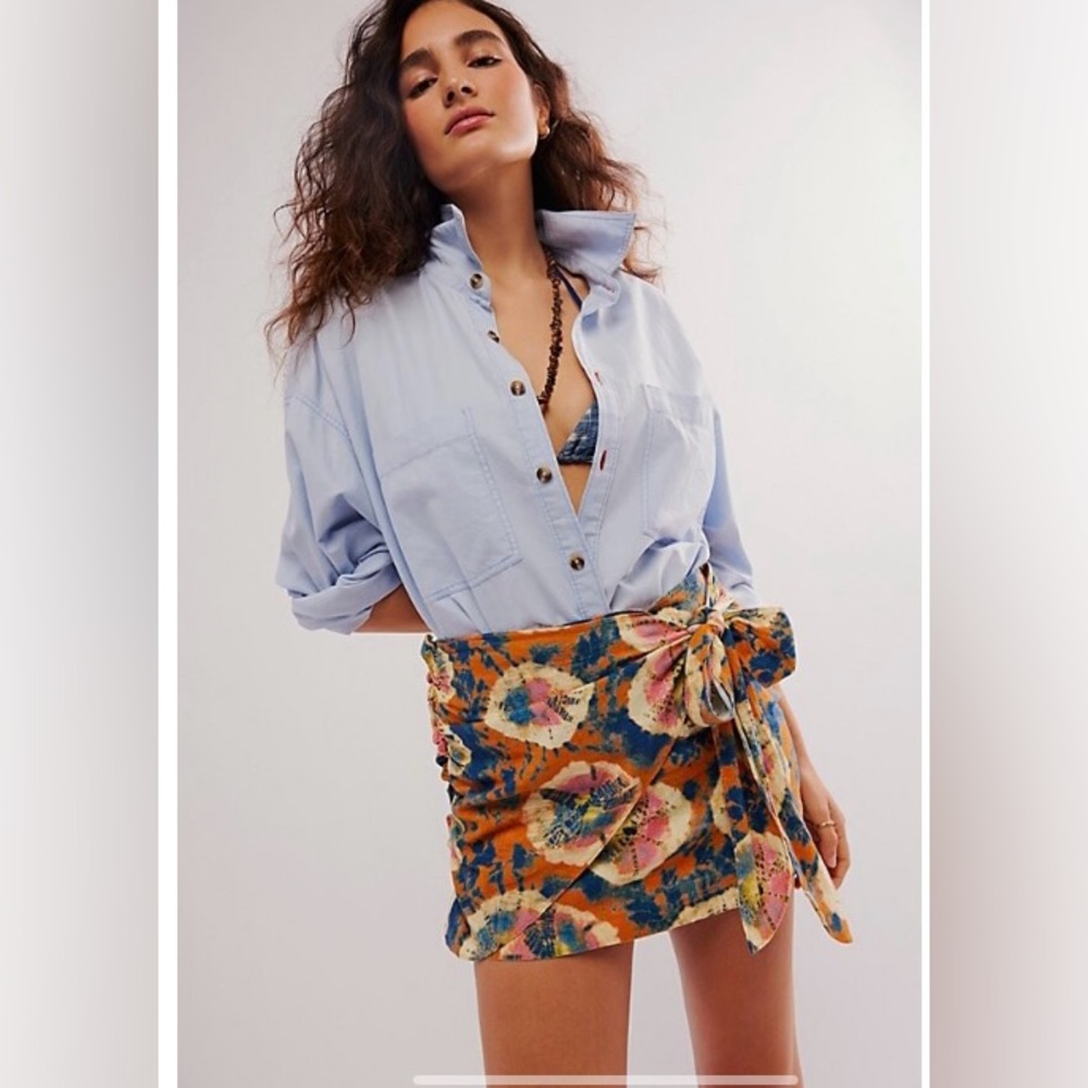 Free People Multi Color Mini Skirt Size 12 - Picture 3 of 9